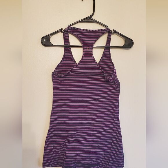 LULULEMON Cool Racerback Tank Double Trouble Stripe Ultra Violet Black Grape - Picture 3 of 3